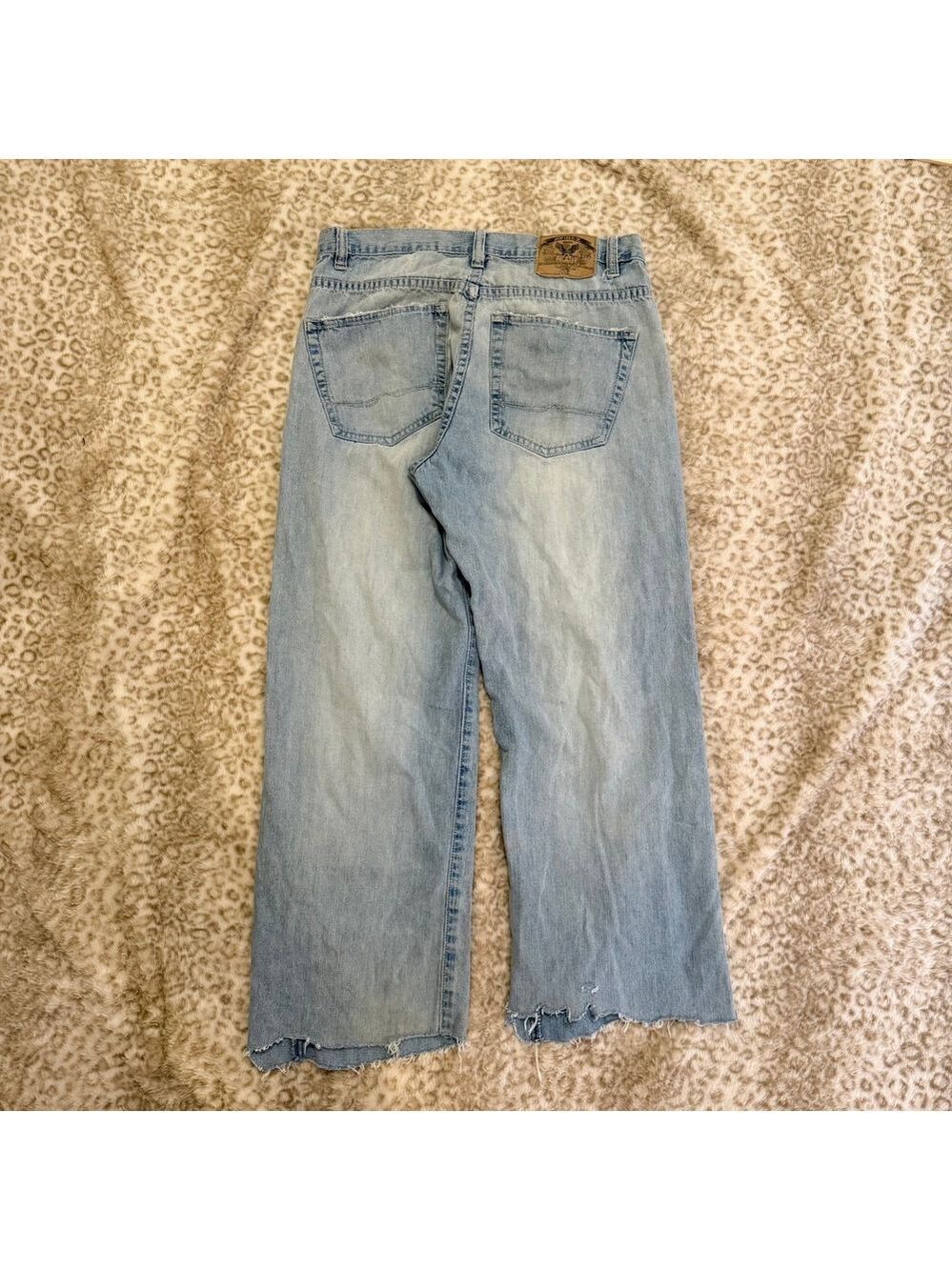 Vintage Avirex Baggy Wide Leg Skater Jeans Light Wash Distressed Y2K Size 32x28 - Picture 3 of 6